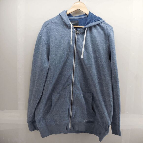 ONeill Mens Hoodie XL Blue Surf Skate Sweatshirt Full Zip Jacket Logo Pockets - Picture 1 of 8